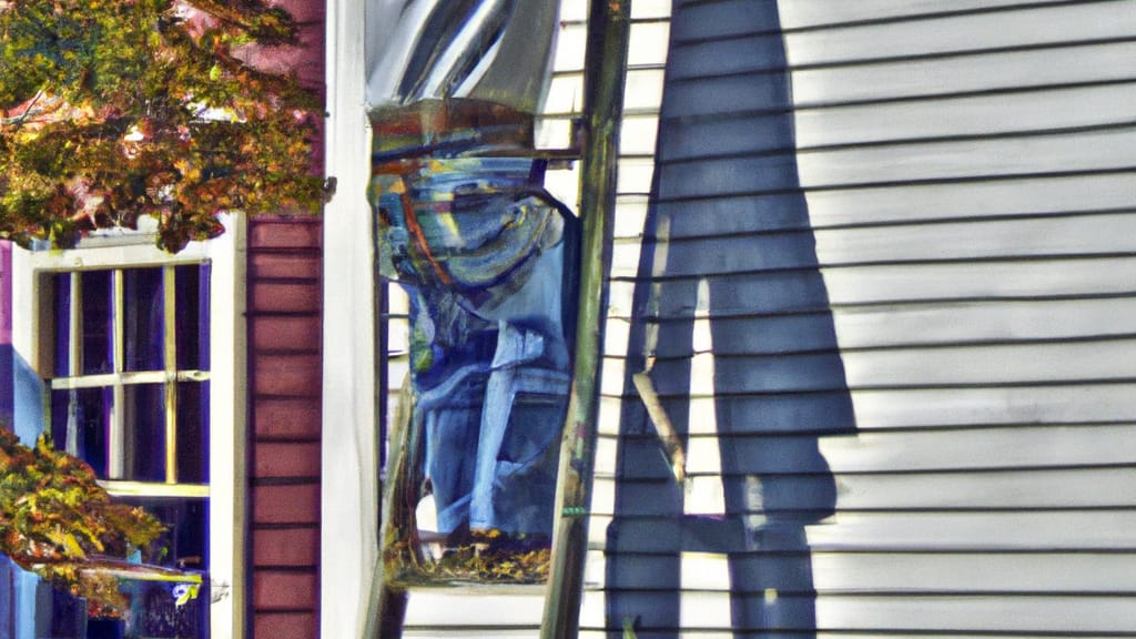 Man climbing ladder on Wakefield, Rhode Island home to replace roof