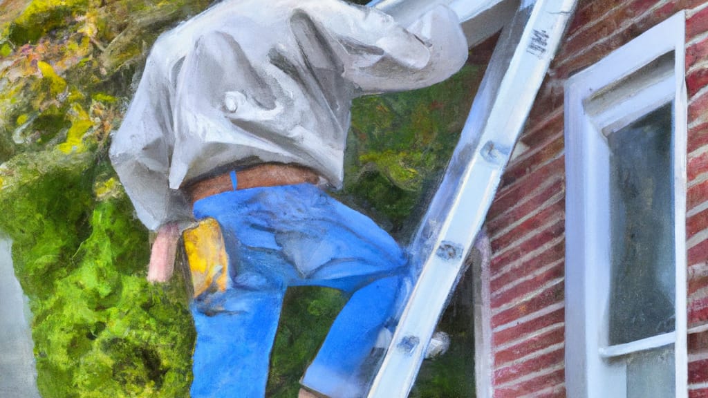 Man climbing ladder on Wallkill, New York home to replace roof