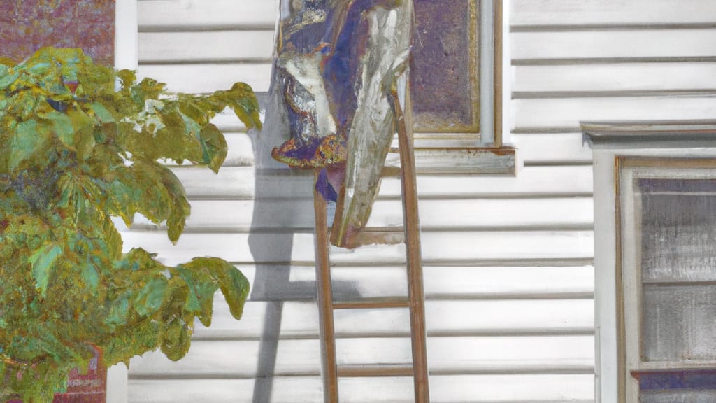 Man climbing ladder on Whitesboro, New York home to replace roof