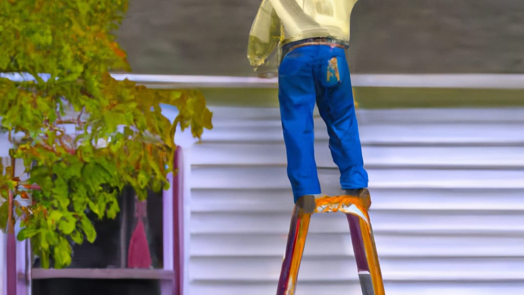 Man climbing ladder on Willis, Michigan home to replace roof