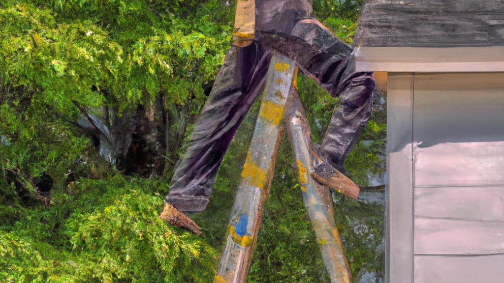 Man climbing ladder on Willow Spring, North Carolina home to replace roof