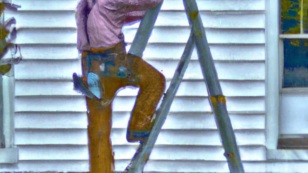 Man climbing ladder on Zebulon, North Carolina home to replace roof