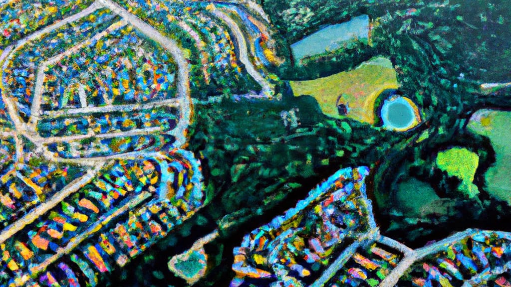 The Woodlands, Texas painted from the sky