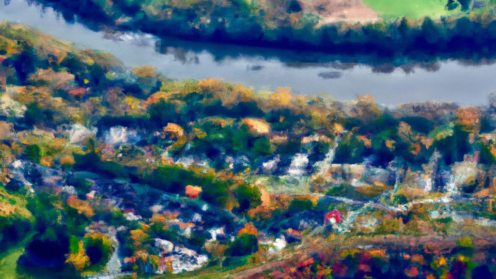 Washington Crossing, Pennsylvania painted from the sky