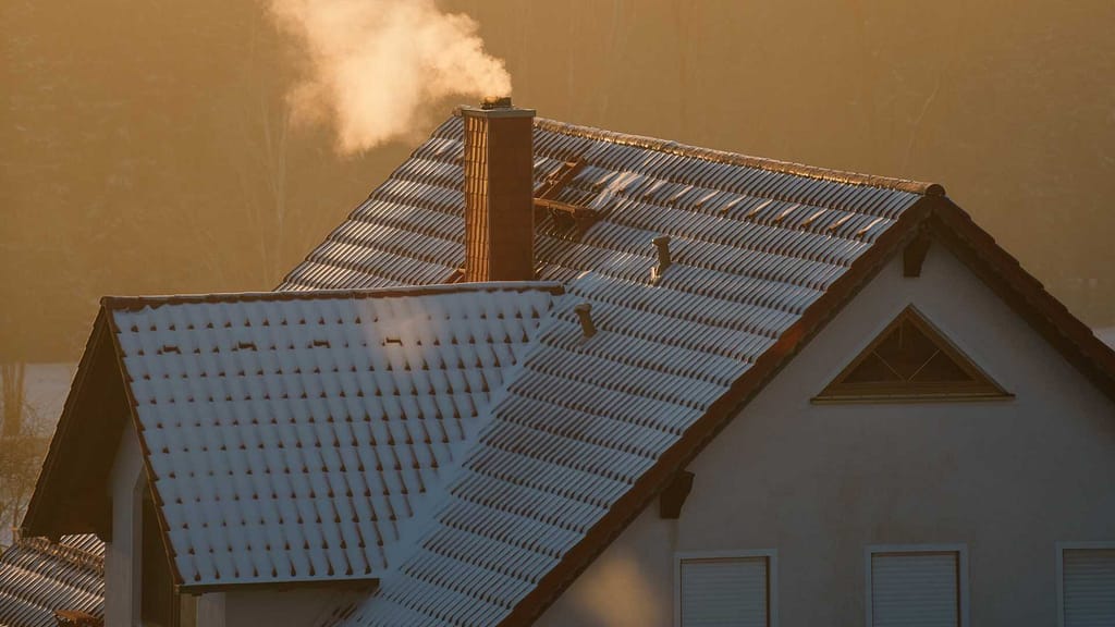 home roof with chimney subject to Illinois roof replacement cost estimation