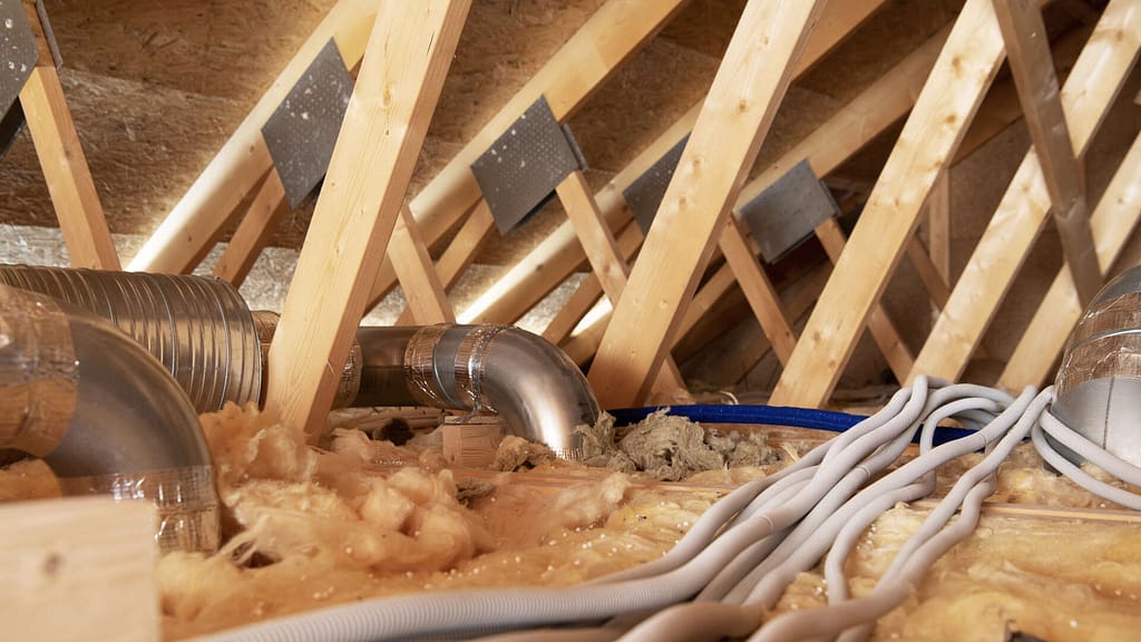 Insulation system installed in home attic