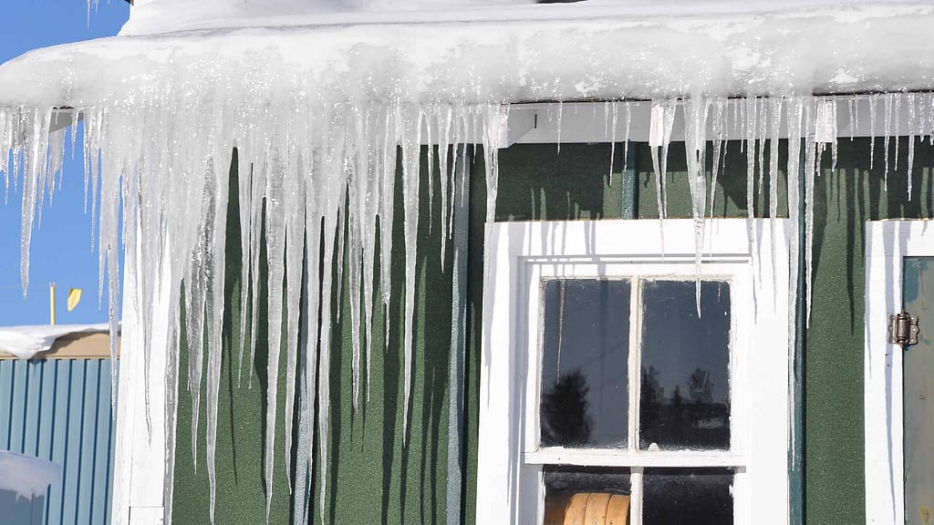 home affected by ice dam