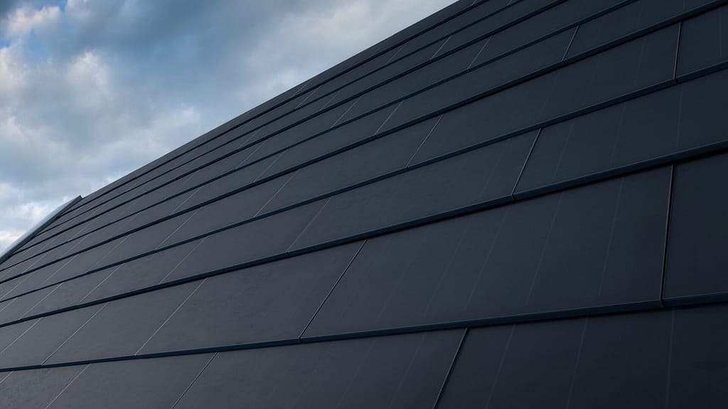 black solar roof tiles