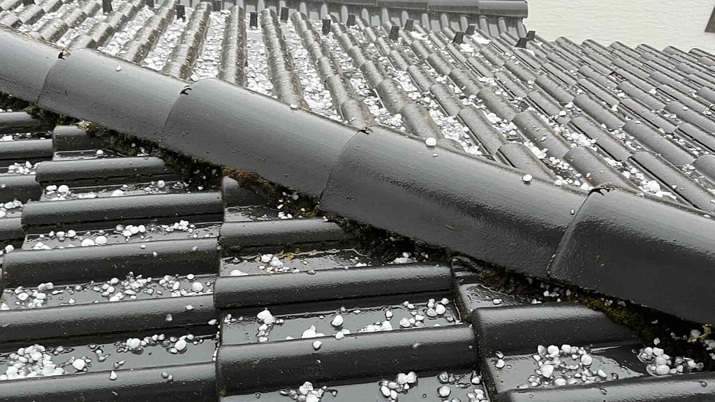roof with hailstones