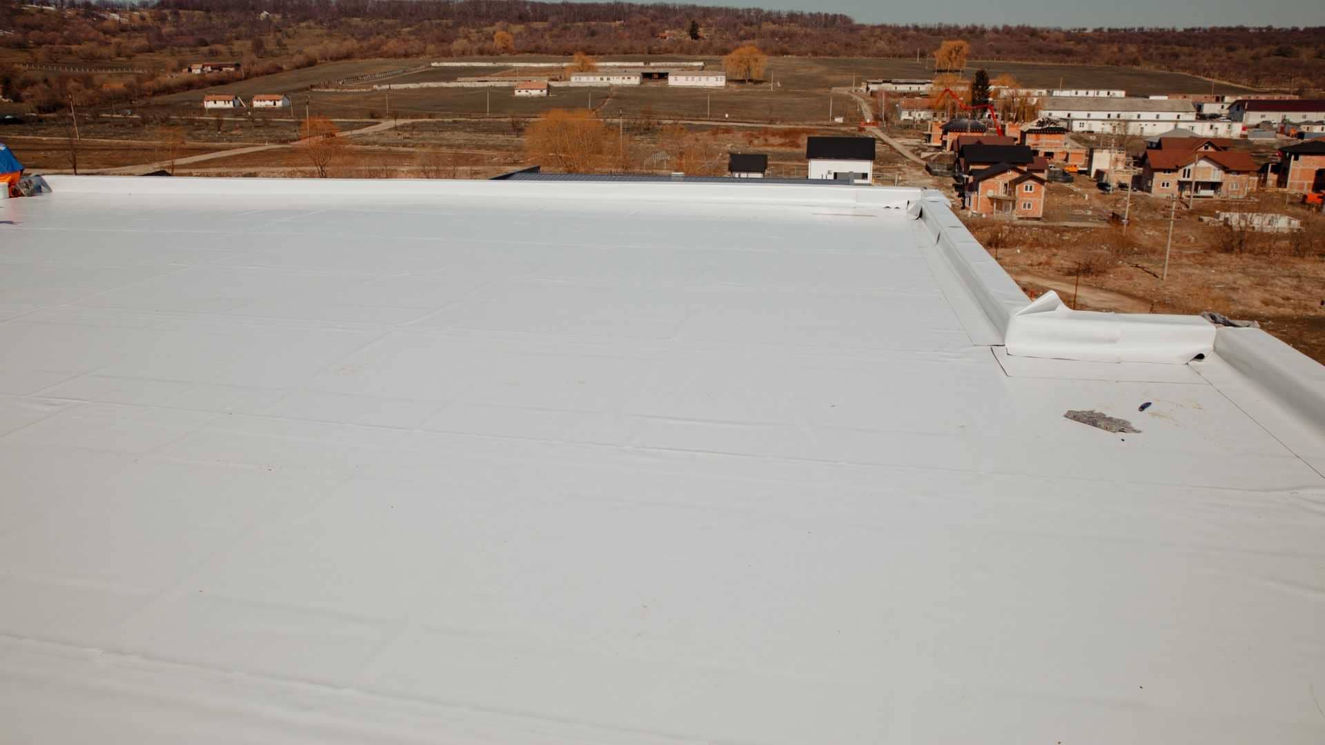 Flat TPO roofing in white