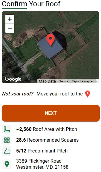 Roof Size with Pitch