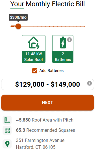 Choosing your roof material type in the Instant Roofer Estimator.