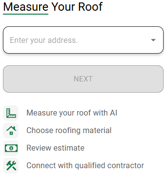 Instant Roofer Online Roof Estimator Step 1