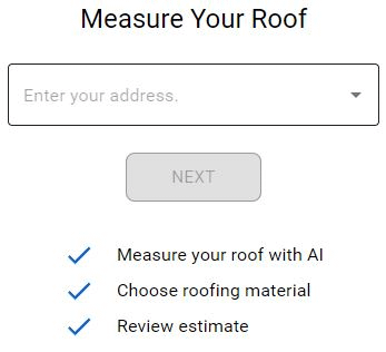 Instant Roofer Online Roof Estimator Step 1