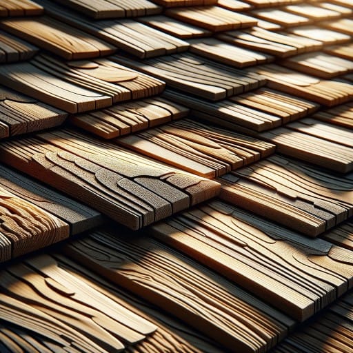 wood shake roofing up close