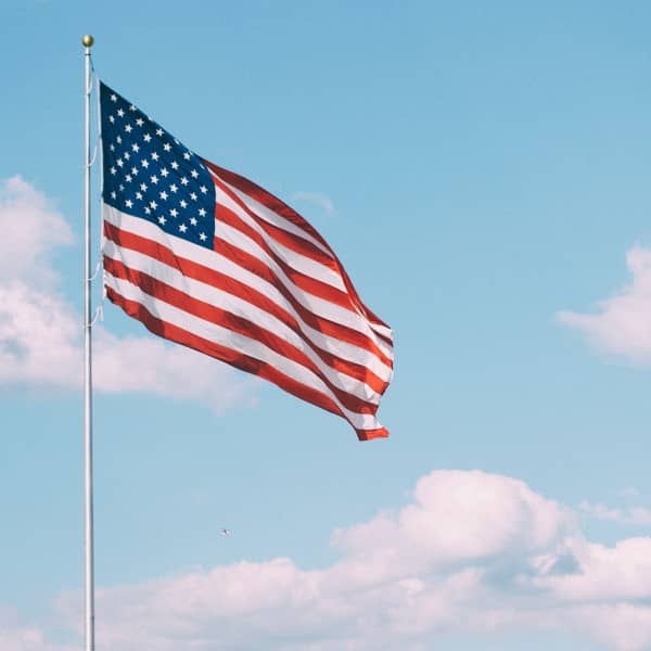 US flag and sky view