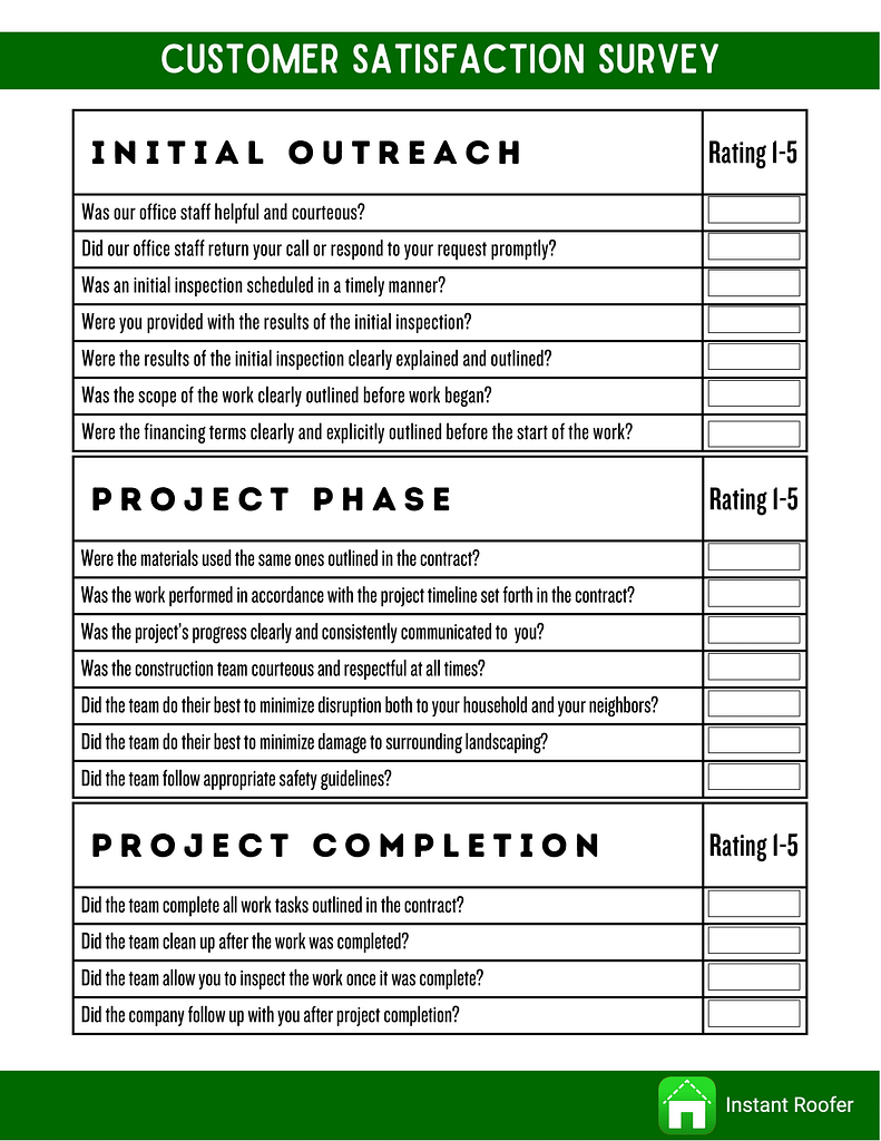 Fillable Form Customer Satisfaction