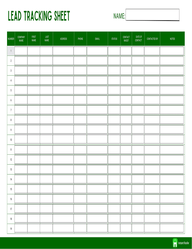 Fillable Form -  Lead Tracking Sheet