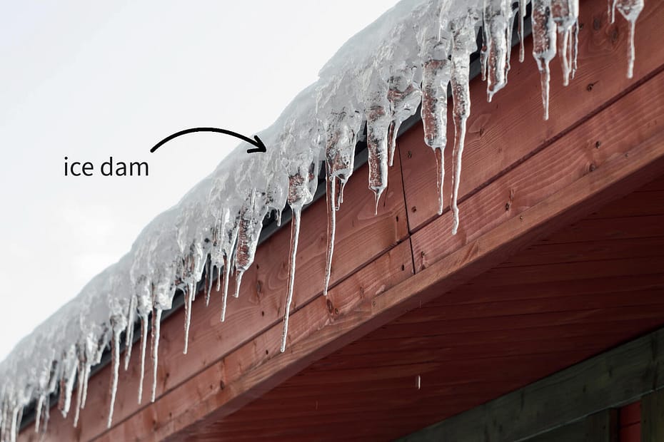 Ice dam on roof