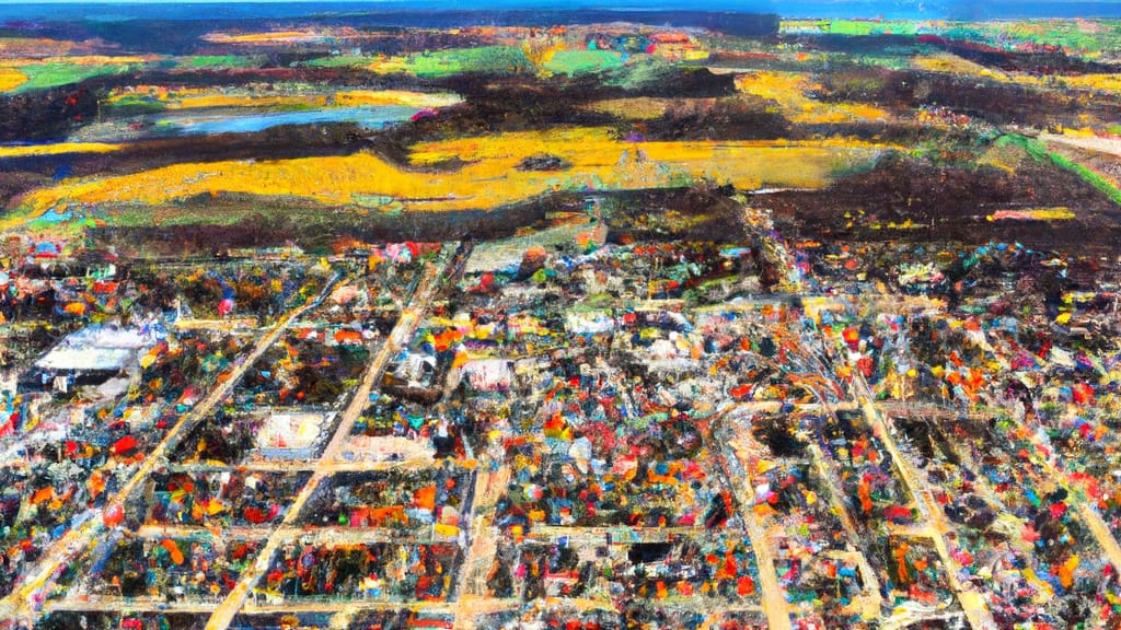 Albert Lea, Minnesota painted from the sky