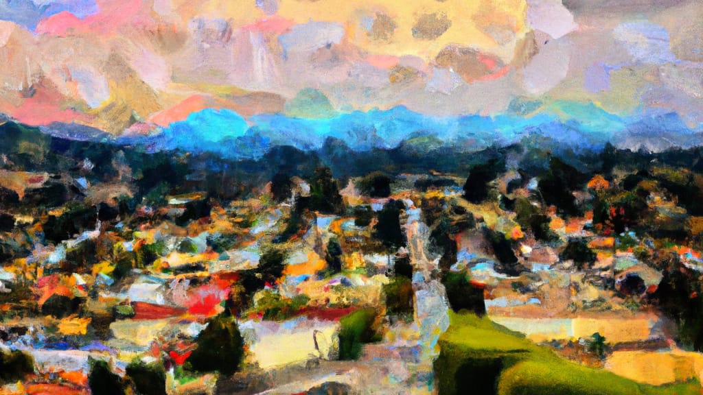 Alhambra, California painted from the sky