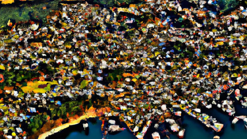 Anacortes, Washington painted from the sky