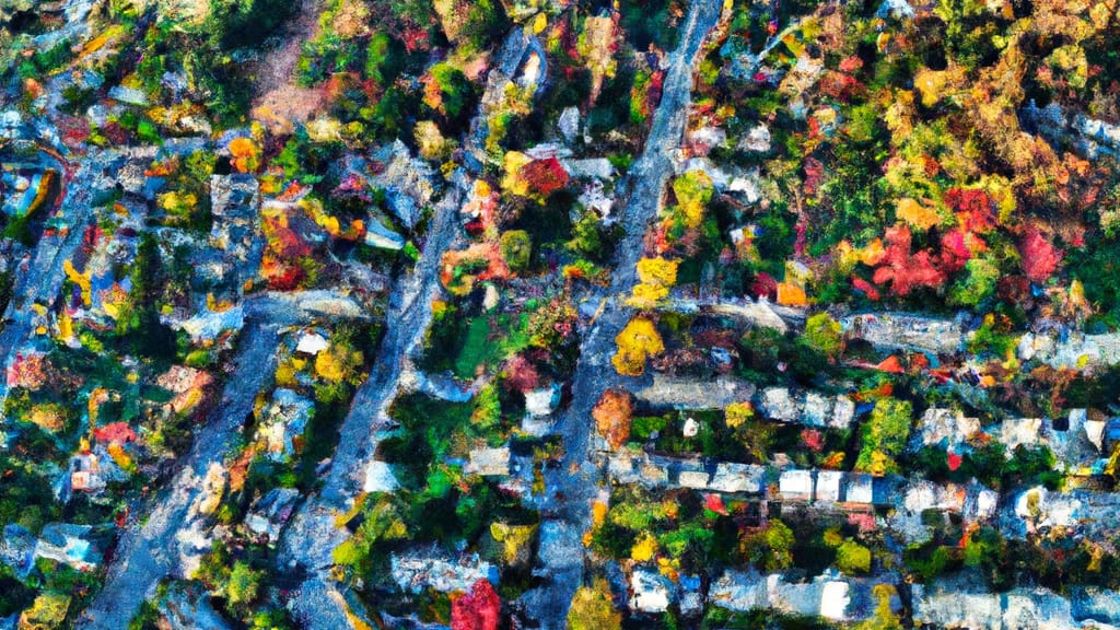 Auburn, Massachusetts painted from the sky