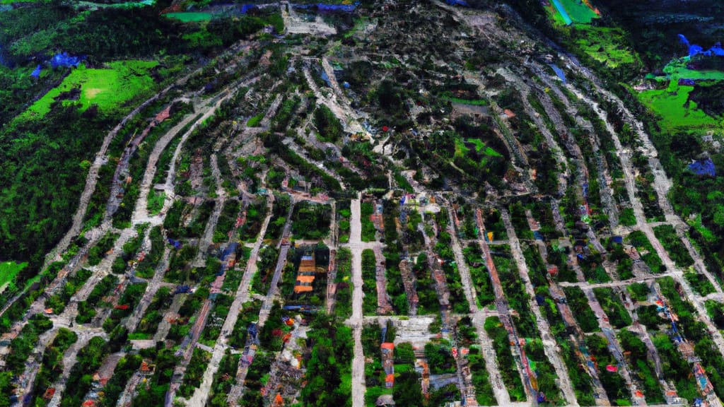 Barrington, Illinois painted from the sky