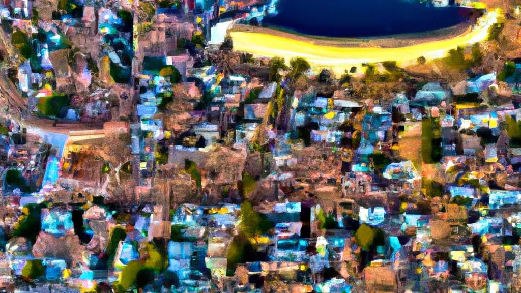 Barrington, Rhode Island painted from the sky