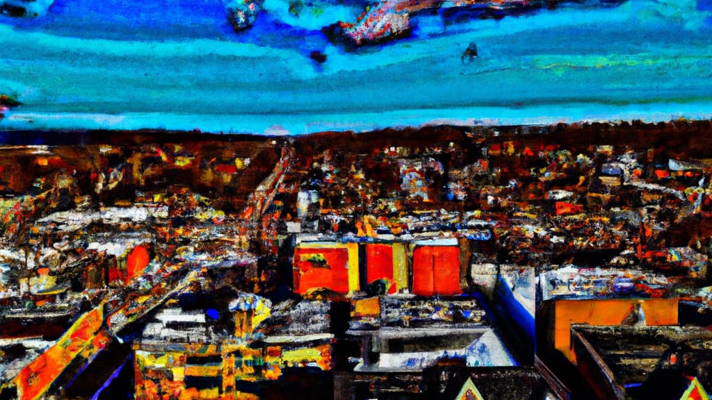 Brockton, Massachusetts painted from the sky