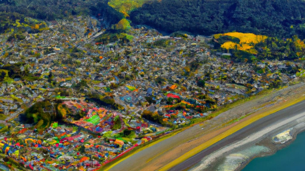 Brookings, Oregon painted from the sky