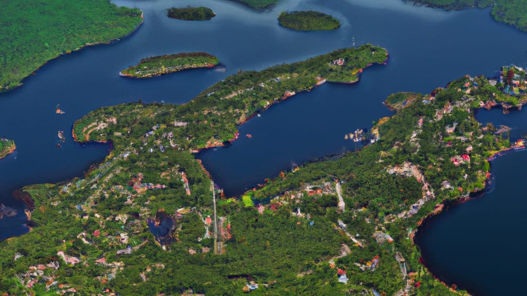 Budd Lake, New Jersey painted from the sky