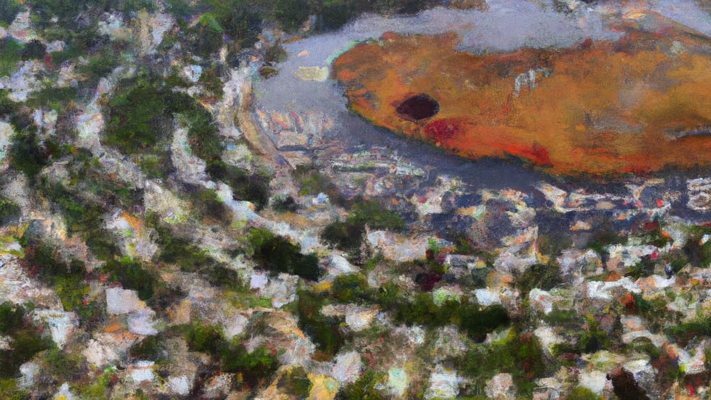 Center Moriches, New York painted from the sky