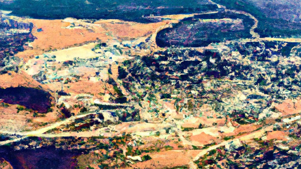 Clarksville, Arkansas painted from the sky