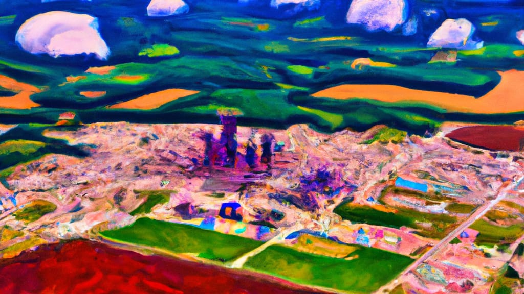 Coal City, Illinois painted from the sky