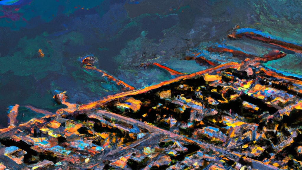Corpus Christi, Texas painted from the sky