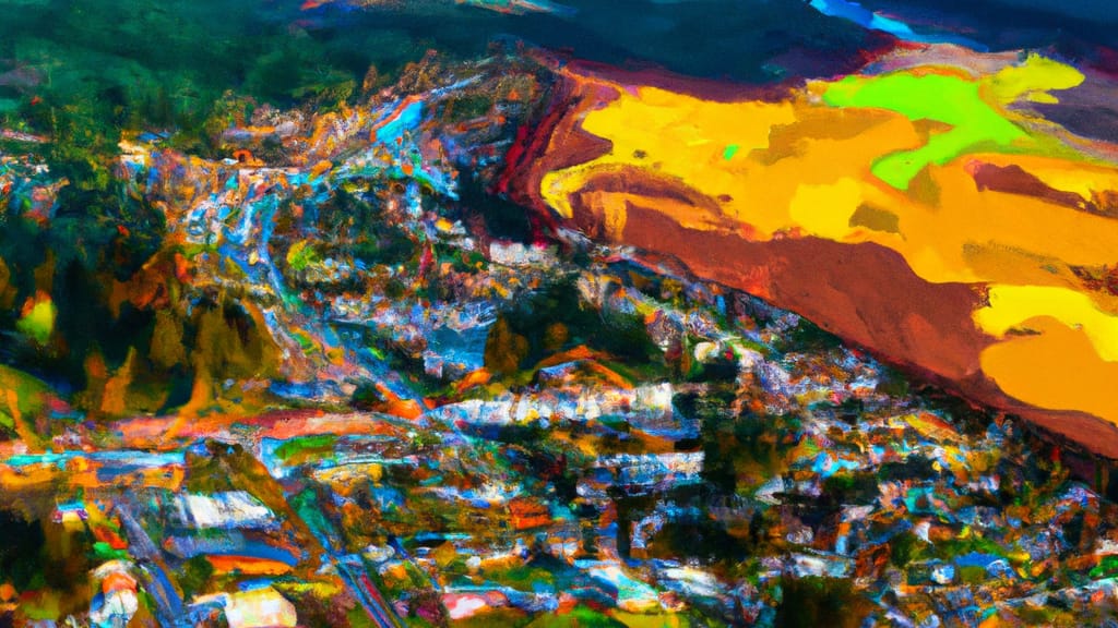 Cottage Grove, Oregon painted from the sky