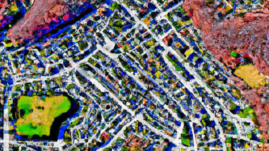 Dedham, Massachusetts painted from the sky