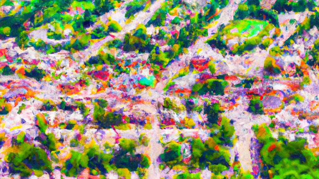 East Aurora, New York painted from the sky