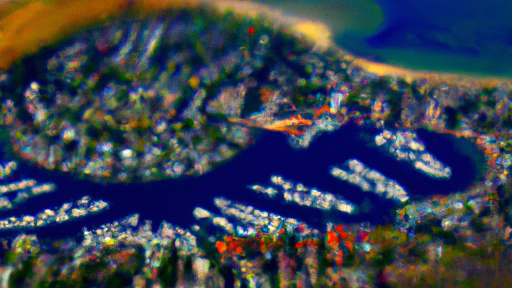 East Northport, New York painted from the sky