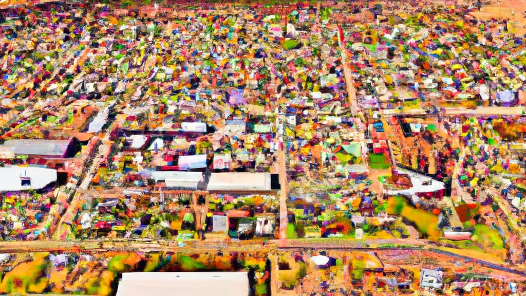 Fort Stockton, Texas painted from the sky