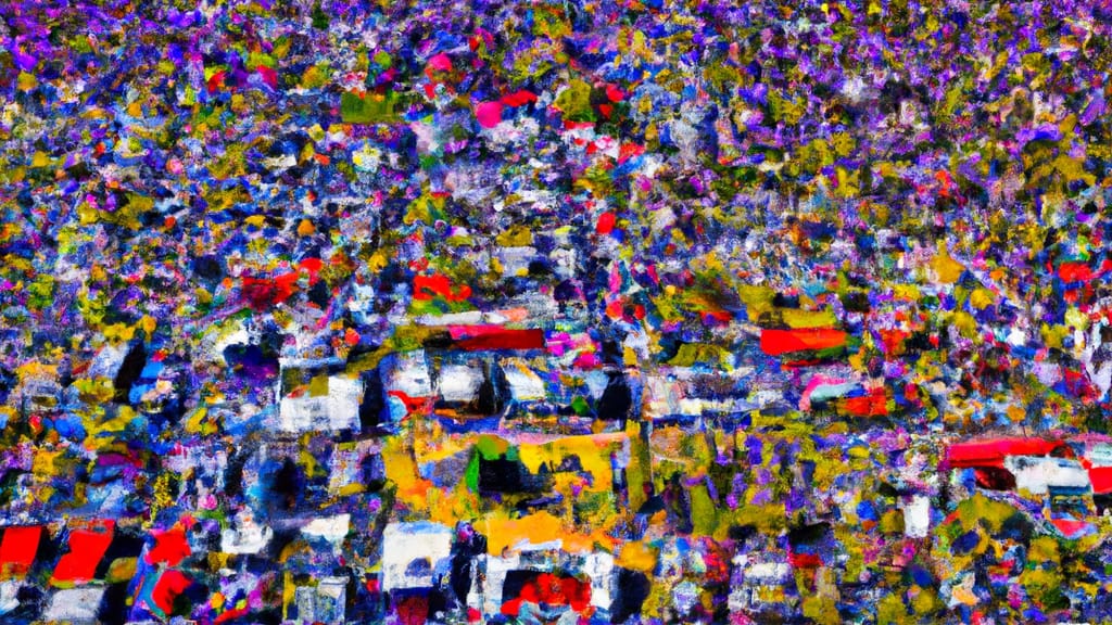 Fredericksburg, Texas painted from the sky