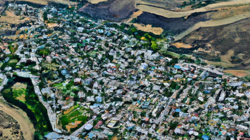 Hailey, Idaho painted from the sky