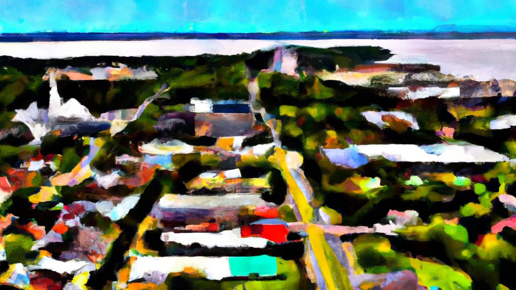 Hampton, Virginia painted from the sky