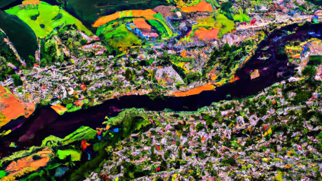 Lackawaxen, Pennsylvania painted from the sky