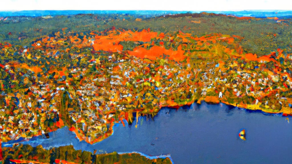 Lake Oswego, Oregon painted from the sky