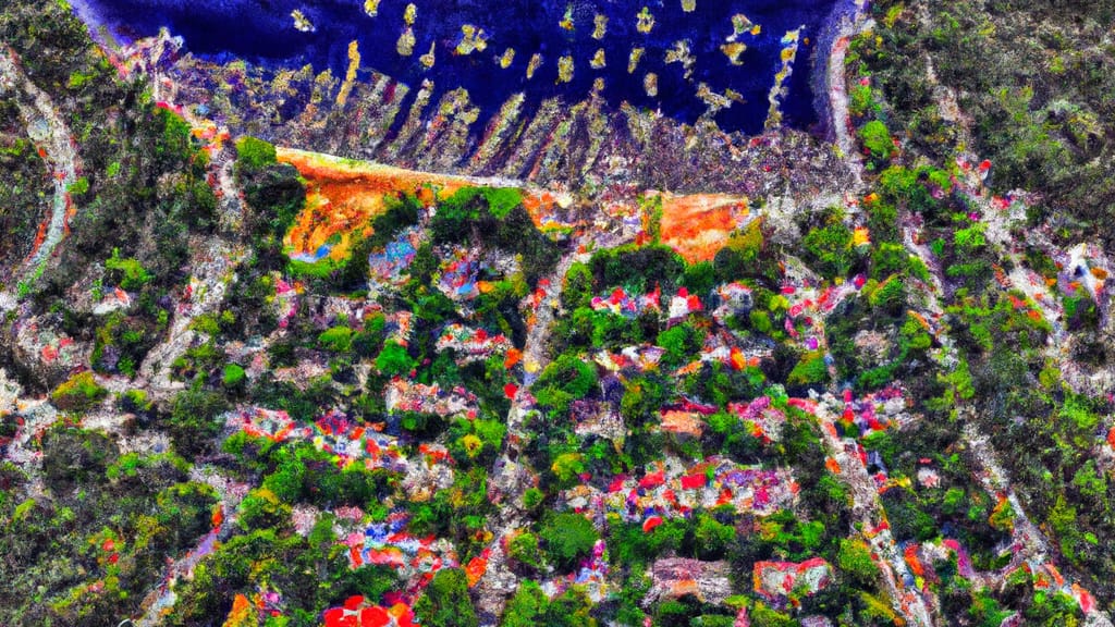 Northport, New York painted from the sky