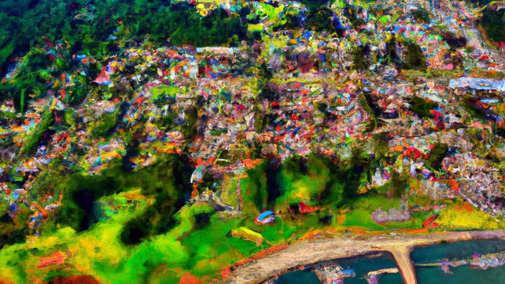 Oak Harbor, Washington painted from the sky