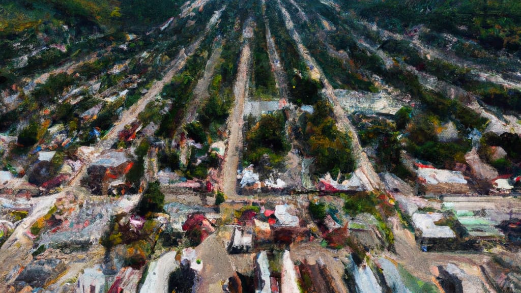 Oakland, New Jersey painted from the sky