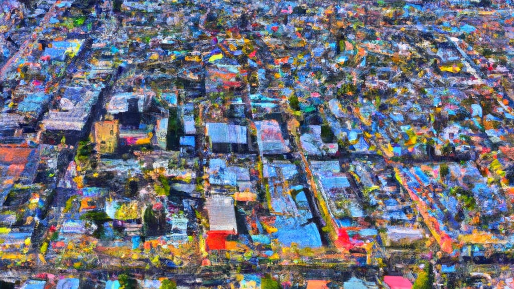 Oregon City, Oregon painted from the sky